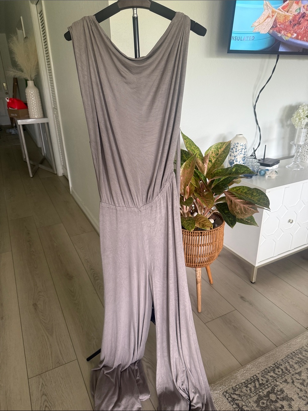 Free People Draped Sleeveless Wide-Leg Jumpsuit - Light Gray - Picture 3 of 5